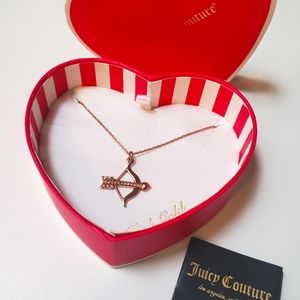 JUICY COUTURE PINK GOLD BOW & ARROW NECKLACE